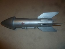 VINTAGE METAL ASTRO ROCKET MECHANICAL BANK 1957 BERZAC CREATION MFG SPACE SHIP