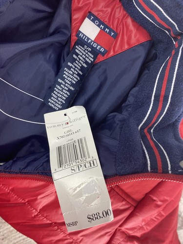 Tommy Hilfiger Kids Small Red Puffer Zip Button Up Jacket New - Picture 7 of 7