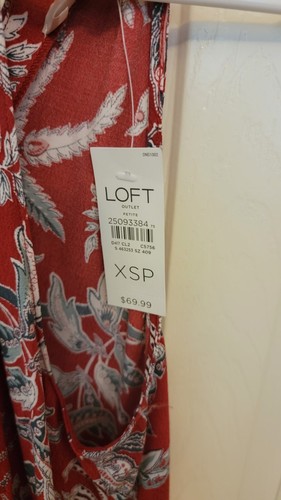 Loft Outlet Dress Women’s XSP Swing Red Floral Sleeveless Casual Dress NWT - Picture 3 of 10