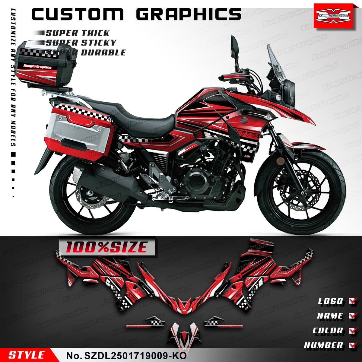Kungfu Graphics Sticker Kit Wrap Design for SUZUKI DL250 V-Strom 2017-2024