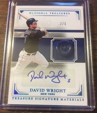 2017 National Treasures Signature Material DAVID WRIGHT Button Auto /6 FREE SHIP
