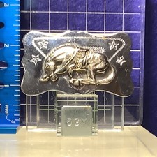 Bucking Bronco Horse and Stars Belt Buckle Vintage Shiny silver and gold tone