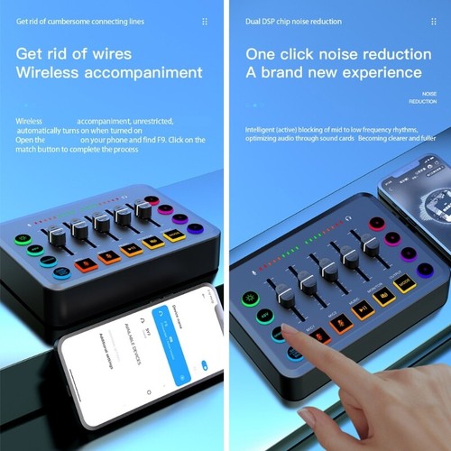F9 Live Sound Card Wireless Singing Sound Mixer Live Broadcast Voice Changing - Afbeelding 6 van 8