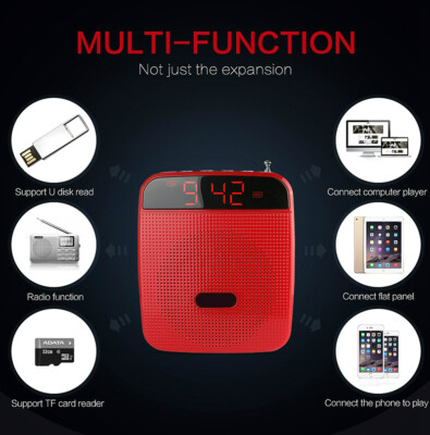 *PORTABLE BQ-800 VOICE AMPLIFIER with FM RADIO, MP3 PLAYER, CLOCK ALARM, TF/USB