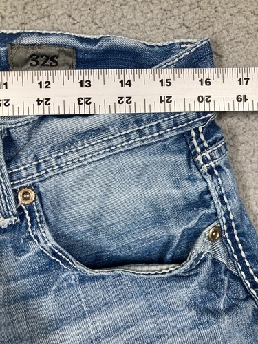 BKE Denim Jeans Men's 32S x30 Blue Light Wash Justin Bootcut STAINS Thrashed - Picture 8 of 24