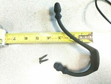 WROUGHT IRON COAT AND HAT HOOK BLACK WITH FASTENERS
