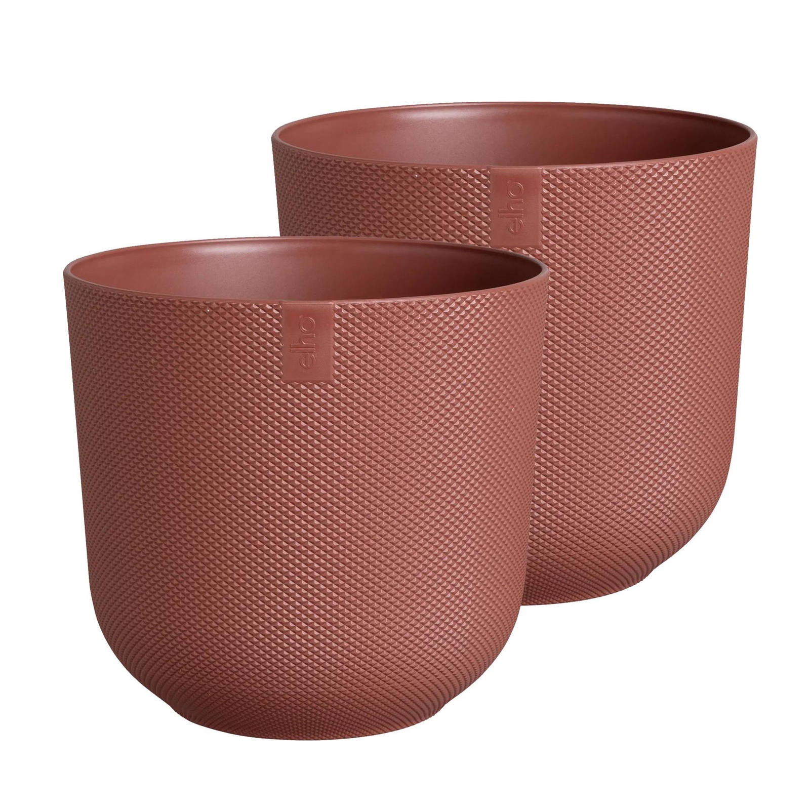 Elho Jazz Recycled Plastic Large Round Plant Pots - Red - 26cm Set of 2
