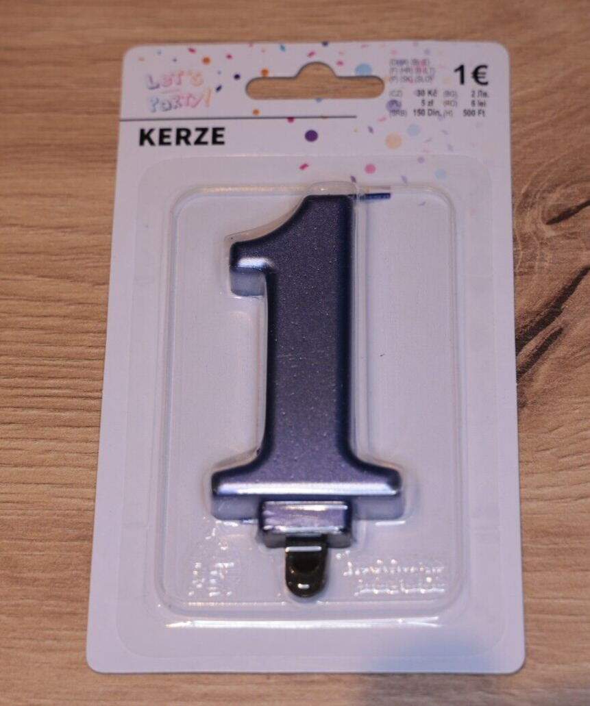 Torten Kerze Nr. 1 von Tedi blau glitzernd ** Baby Geburt Geburtstag * NEU + OVP