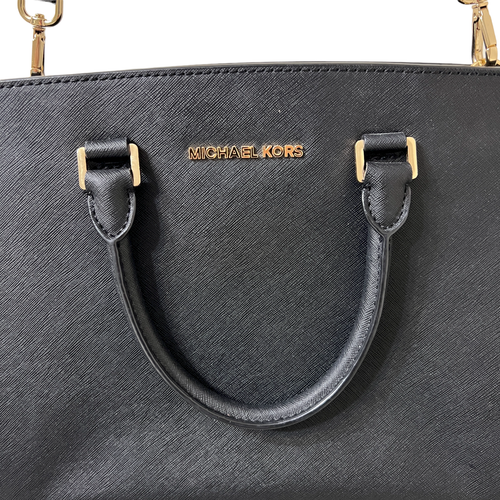 Michael Kors Selma Saffiano Leather Satchel Shoulder Cross Body Bag Black Large - Picture 2 of 9