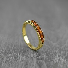 Natural Round Beads Citrine Gemstone Handmade Designer Engagement Ring Jewelry