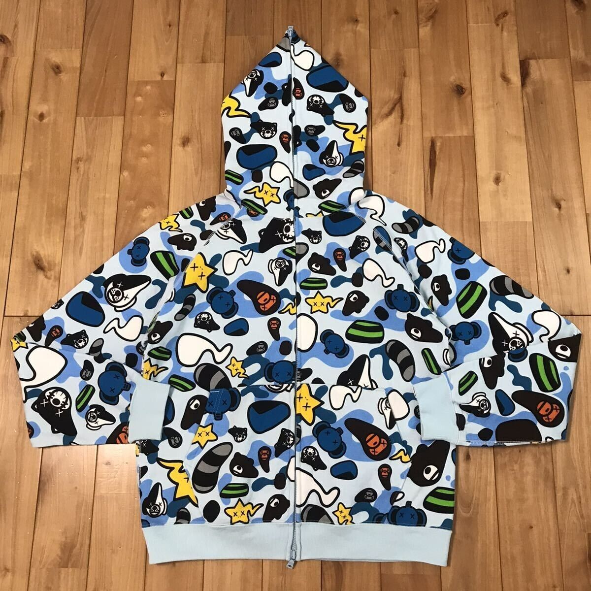 BAPE × KAWS animal kingdom full zip hoodie Blue A Bathing Ape Size S