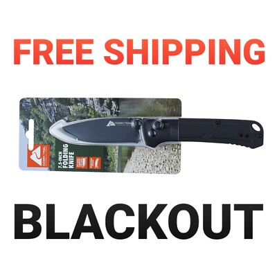 Ozark Trail D2 Knife ALL BLACK Bugout Killer Axis Lock Ball Bearing  SHIPS FREE