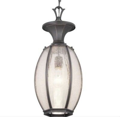 Progress Lighting River Place 1-Light Antique Bronze Glass Hanging Lantern Light