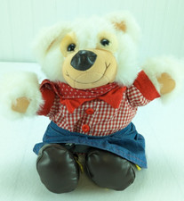Atlanta Gerber White Teddy Bear Plush 16" Stuffed Animal Vintage Square Dancing