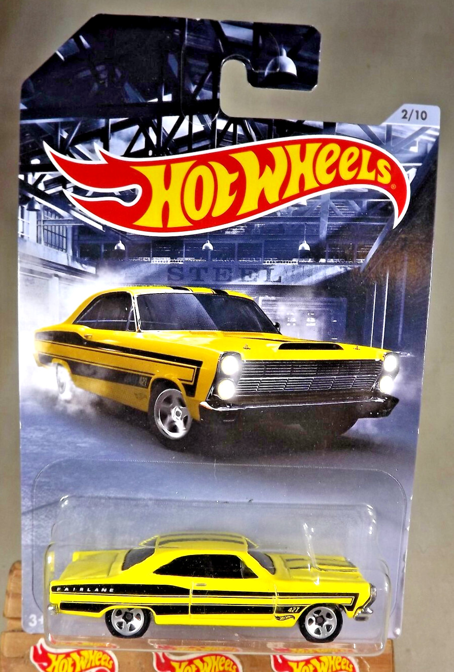 2019 Hot Wheels Walmart American Steel 2/10 '66 FORD 427 FAIRLANE Yellow w/5 Sp