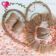2-6mm Burlap Rope Twist Hemp Natural Linen Twine Jute Cord Craft String 10-100yd