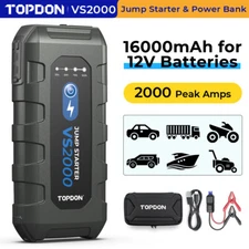 NEW! TOPDON VS2000 2000A USB Car Jump Starter Booster Pack 16000mah Power Bank