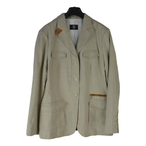 Bogner Womens Cotton Linen Blazer Jacket Size L Large Casual Outdoor Beige AE55