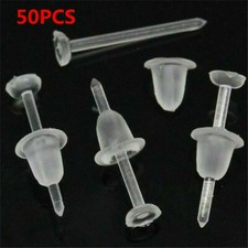 25 Pairs Invisible Clear Plastic Stud Earrings. Acrylic Post Silicone Back.