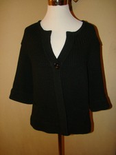 WHITE HOUSE BLACK MARKET BLACK SHRUG BUTTON POCKET ACCENT SWEATER JACKET SIZE M