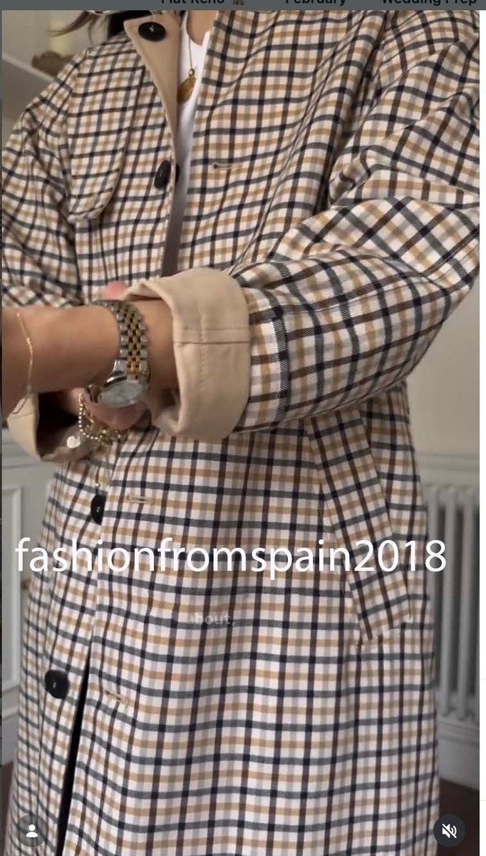 ZARA NEW WOMAN REVERSIBLE PLAID TRENCH COAT ZW BEIGE BROWN XS-XL