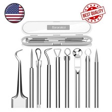 5PCS Blackhead Remover Comedone Extractor Curved Tweezers Kit Pimple Acne Tools