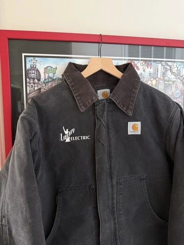 Vintage Carhartt J002 Arctic Black 90s Lined Canvas Workwear Jacket Size Mens L image 3