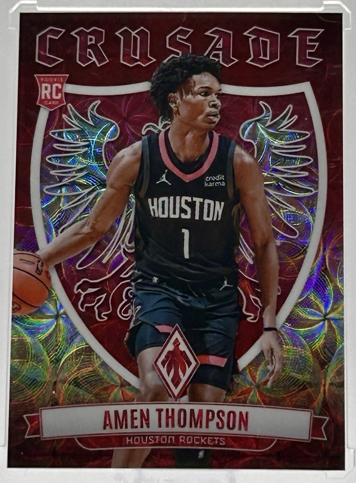 2023-24 Panini Phoenix Basketball Amen Thompson Red Scope Crusade /75 RC Rockets