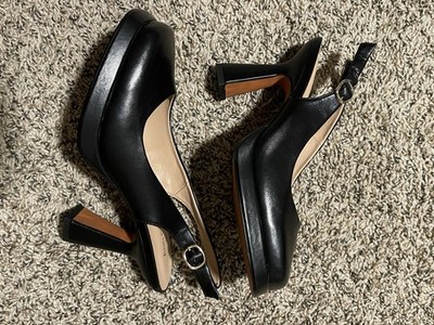 ANN CREEK Size 8 Women's Platform Slingback High Heels Ladies Square Toe Pump  