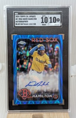David Hamilton Auto /150 RC 2024 Topps Chrome Blue RayWave  SGC 10 & 10 Brewers