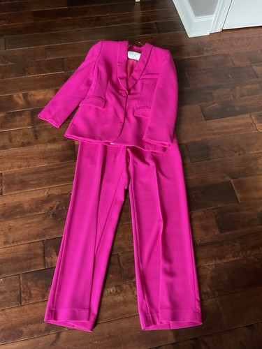 Zara Co-ord Set tuxedo collar blazer + Pants Zw Collect neon fuschia size M