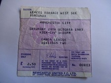1983/84 Division 2 Newcastle United v Manchester City Ticket Stub