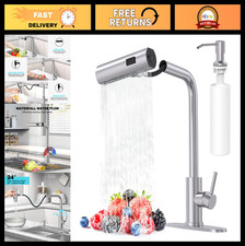 Brushed Nickel Pull Down Kitchen Faucet with Soap Dispenser, Single Handle, RV B