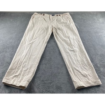 American Eagle Outfitters Mens Cotton Trousers Cream Beige Straight Pants 38x28