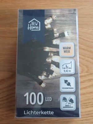 New Home Lichterkette 100 LED warmweiß Stecker 9,42m Innen & außen NEU/OVP