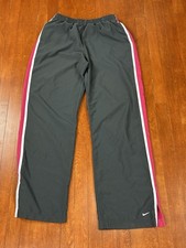 Vintage Nike Pants Womens Large 12-14 Gray Pink Windbreaker Track Warm Up Y2K