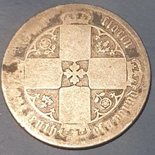 1872 British Queen Victoria .925 Silver "Gothic" Florin Coin