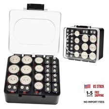 Battery Storage Organizer Box, Holder Container for Batteries, 20 C D 9V Black