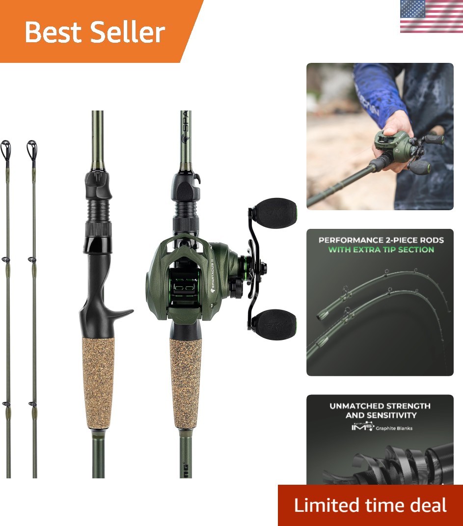 Durable 80" Spartacus II Fishing Rod & Reel Combo - Graphite