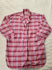 Vtg Victoria's Secret Pink Plaid Flannel Button Night Gown Womens M/L Gold Label
