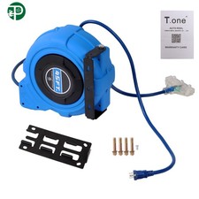 12 AWG/3C SJTOW Retractable Extension Cord Reel 45 Ft Heavy Duty Power Cord