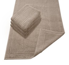 Bath Mat Set of 4 100 Cotton Beige Absorbent Quick Dry 22x34 Inches