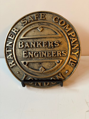 Ratner Safe Co Bankers Engineers London Heavy Brass Vault Plaque 6" Diameter