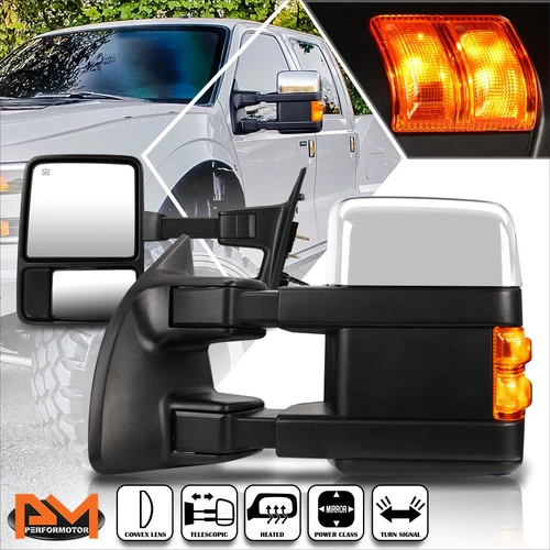 For 99-07 F250-F550 Super Duty Power+Heated Towing Mirrors w/Amber Turn Signal