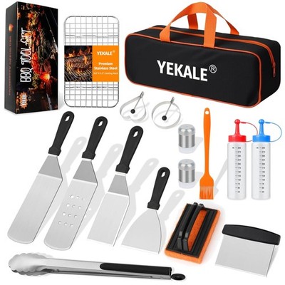 17-Piece Griddle Accessories Kit - Stainless Steel BBQ Tools