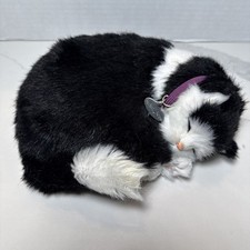READ! Perfect Petzzz Breathing KITTY CAT Sleeping 9" Plush Black & White Tuxedo