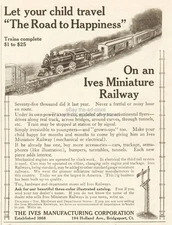 1911 Ives Manufacturing Bridgeport CT Miniature Toy Railway System Train Set Ad