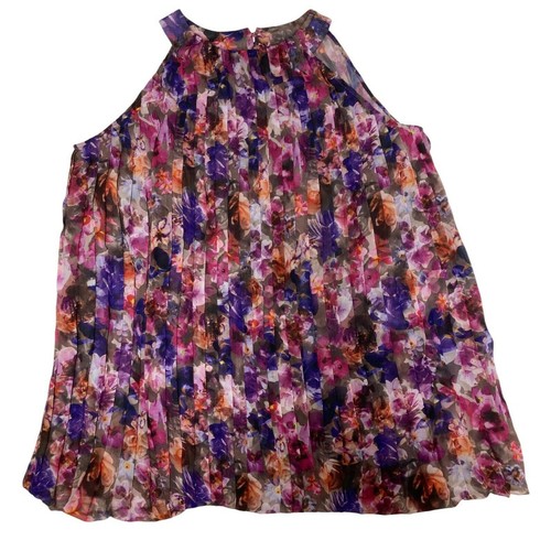 Badgley Mischka Camila Pleated Sheer Dress Size M Medium Floral - Picture 1 of 5
