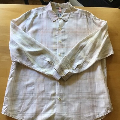 Tommy Bahama Relax Shirt Mens XL 100% Linen Long Sleeve Button Up Plaid 