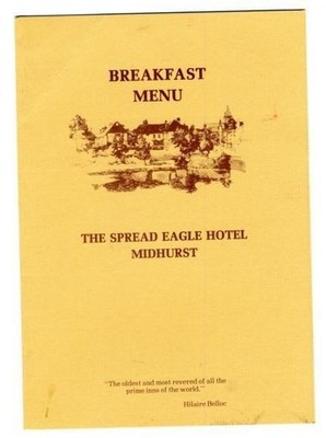 Spread Eagle Hotel Midhurst West Sussex England Restaurant Breakfast Menu 